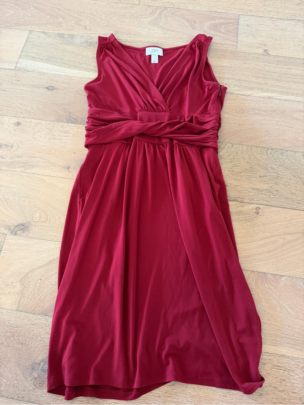 LOFT Crimson Twist-Waist Sleeveless Dress